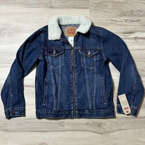 Levis Youth Medium Jean Jacket Lined Faux Fur Red Tag NWT Fast Shipping